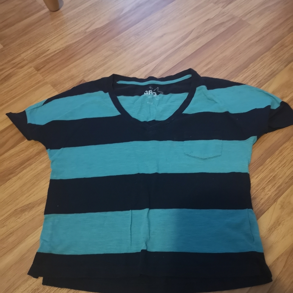 Garage striped over sized cute short sleeve top